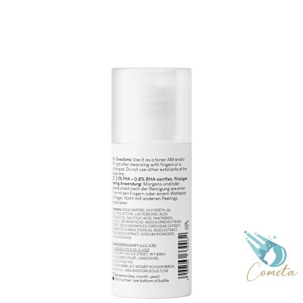 Geek & Gorgeous Calm Down Ексфоліант-тонер з PHA+BHA кислотами для чутливої шкіри (міні), 30 мл 3055 фото