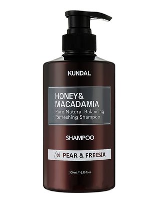 Шампунь для волосся "Груша і Фрезія" Honey & Macadamia Nature Shampoo Pear & Freesia 500ml Kundal KDL0028 фото