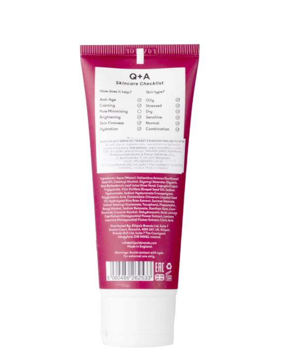 Q+A Hyaluronic Acid Daily Moisturiser Зволожуючий крем для обличчя з гіалуроновою кислотою, 75 мл