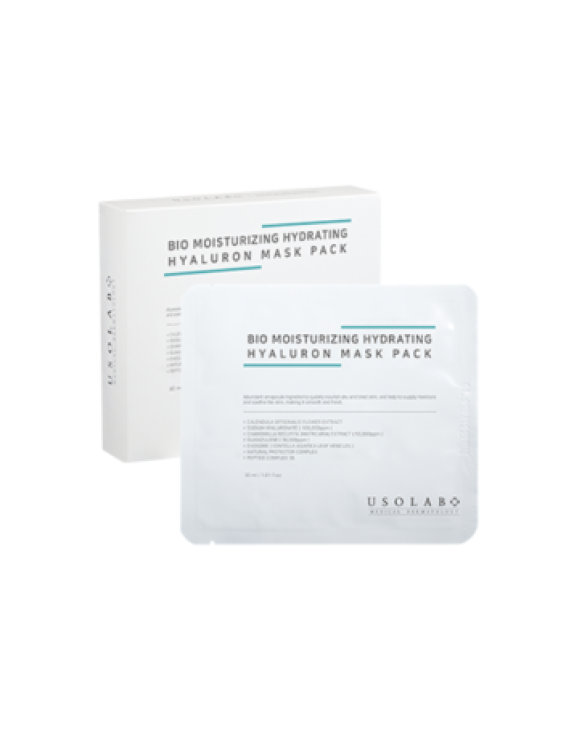 Usolab Bio Moisturizing Hydrating Hyaluron Mask зволожуюча тканинна маска із заспокійливою та антивіковою дією, 1 шт