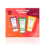 Q+A Travel Trio подарунковий набір для тіла: очищення, ексфоліація, зволоження