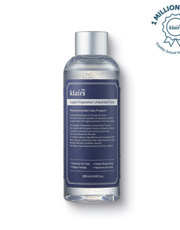 Dear, Klairs Supple Preparation Unscented Toner Зволожуючий тонер для обличчя без ароматизаторів, 180 мл