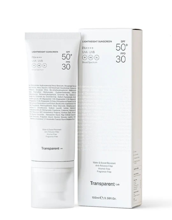 Transparent Lab Lightweight Sunscreen SPF50+ легкий сонцезахисний крем для обличчя, 100 мл