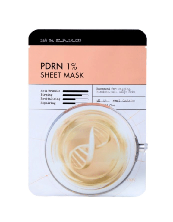 Derma Factory PDRN 1% Sheet Mask Оновлююча та регенеруюча тканинна маска для обличчя, 28 мл