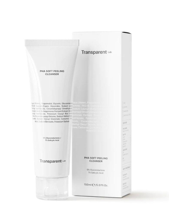 Transparent Lab PHA Soft Peeling Cleanser очищуючий засіб для обличчя з ефектом пілінгу, 150 мл