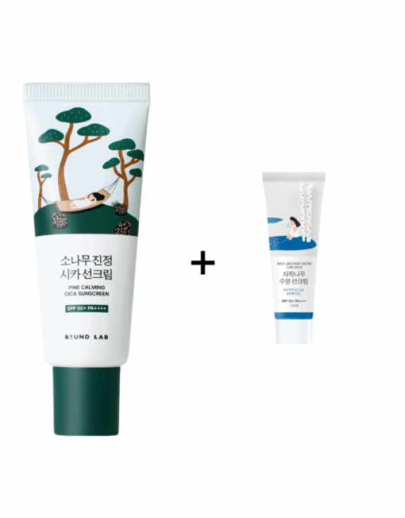 ROUND LAB Pine Calming Cica Sunscreen SPF50+ PA++++ Сонцезахисний крем для обличчя з центелою та сосною, 40 мл
