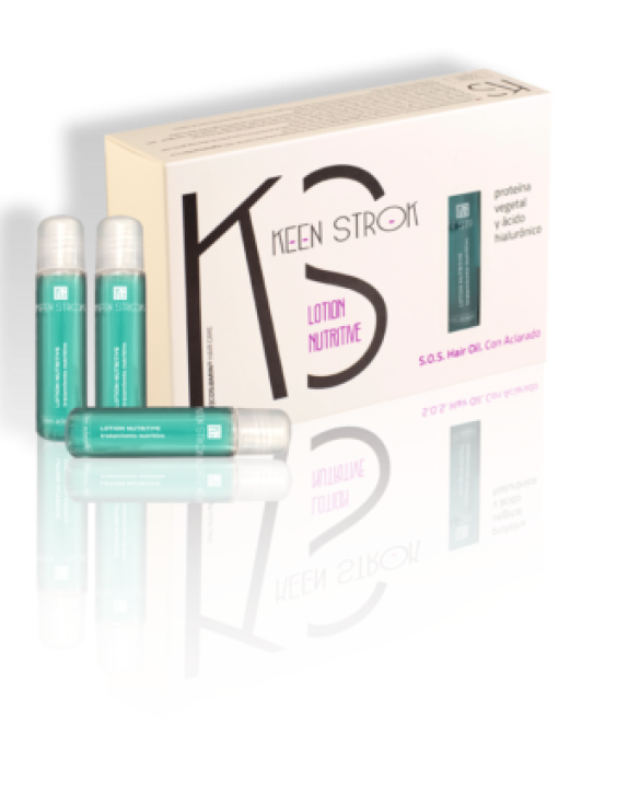 Keen Strok Lotion Nutritive S.O.S — Ультраконцентрований лосьйон для відновлення волосся з гіалуроновою кислотою та протеїнами, 12 ампул × 12 мл