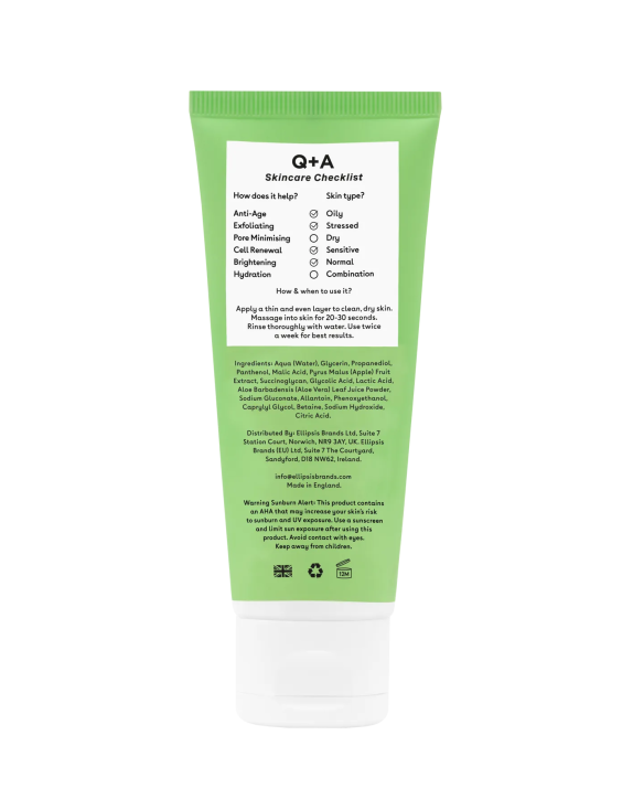Q+A Apple AHA Exfoliating Gel Відлущуючий гель для обличчя з AHA-кислотами, 75 мл