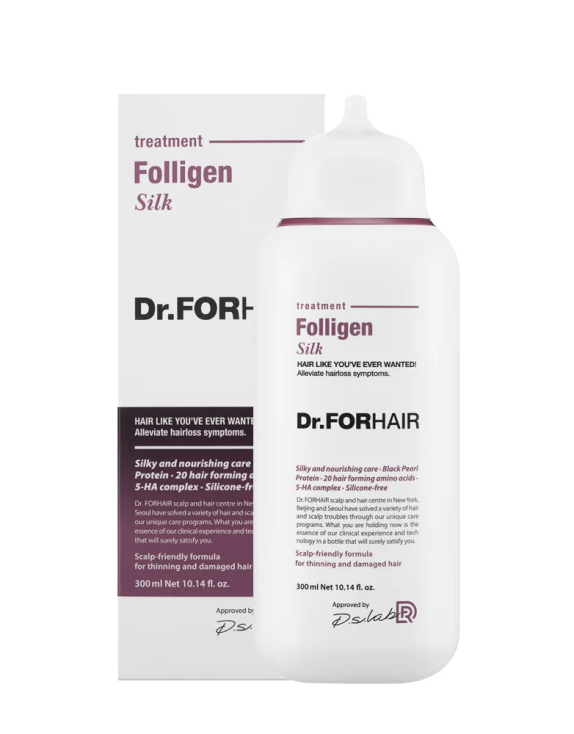 Dr. FORHAIR Folligen Silk Treatment Відновлююча маска-кондиціонер для пошкодженого волосся, 300 мл