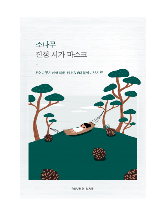 ROUND LAB Pine Calming Cica Mask Sheet Заспокійлива тканинна маска для обличчя з центелою та сосною, 27 мл