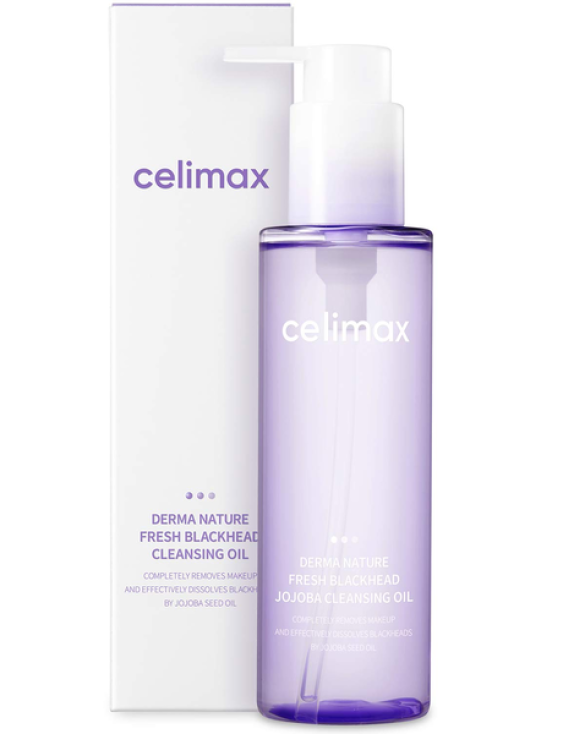 CELIMAX Derma Nature Fresh Blackhead Jojoba Cleansing Oil — Гідрофільна олія з олією жожоба для очищення пор і видалення чорних цяток, 150 мл