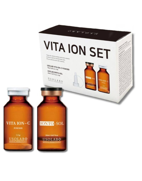 Usolab Vita Ion-C Set освітлюючий, антиоксидантний та омолоджуючий набір, 20 мл + 1,5 г