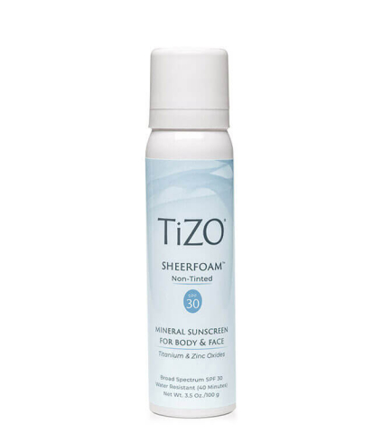 TiZO SheerFoam Body & Face Non-Tinted SPF 30 — мінеральна сонцезахисна пінка для обличчя та тіла без відтінку