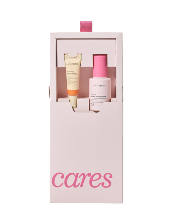 Whocares Gentle Peel Lactic Acid Serum x Bifida Barrier Sun Cream — набір засобів для обличчя, 30 мл + 10 мл