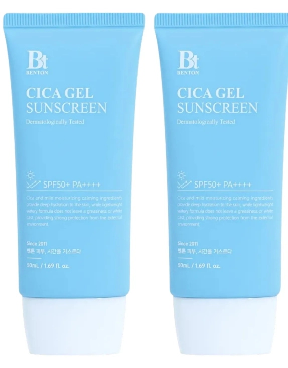 Benton CICA Gel Sunscreen Serum SPF50+ PA++++ Набір сонцезахисних крем-сироваток із центелою, 2 × 50 мл