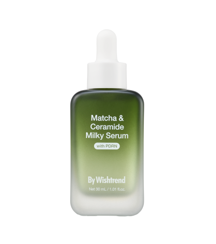 By Wishtrend Matcha & Ceramide Milky Serum Відновлювальна молочна сироватка з 1% церамідів, матчею, PDRN та пептидами для зміцнення захисного бар’єра, 30 мл