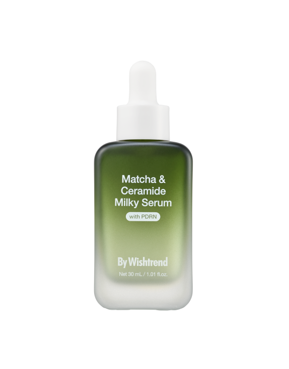 By Wishtrend Matcha & Ceramide Milky Serum Відновлювальна молочна сироватка з 1% церамідів, матчею, PDRN та пептидами для зміцнення захисного бар’єра, 30 мл