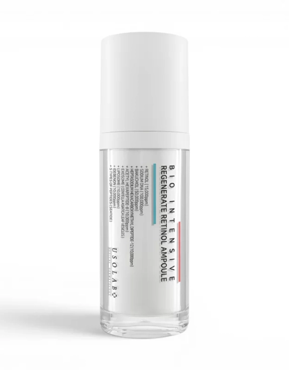 Usolab Bio Intensive Regenerate Retinol Ampoule Інтенсивна сироватка з ретинолом, ретинілпальмітатом, бакучіолом, PDRN та пептидами для вікової шкіри, 30 мл