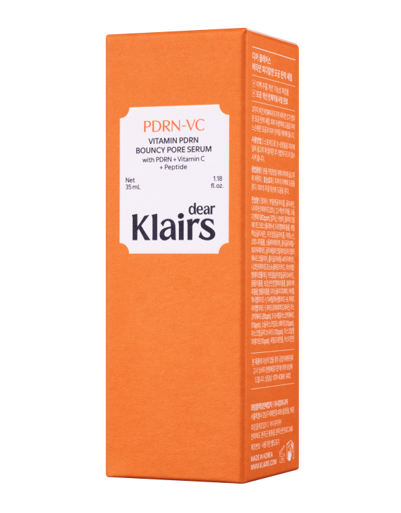 Dear, Klairs Vitamin PDRN Bouncy Pore Serum Відновлююча сироватка з PDRN, пептидами та 5 формами вітаміну C для пружності й зменшення видимості пор, 35 мл