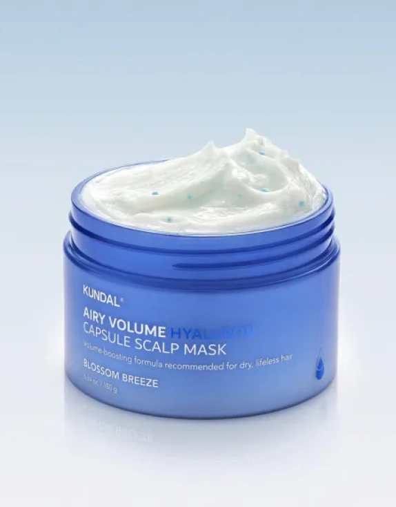 Kundal Airy Volume Hyaluron Capsule Scalp Mask Blossom Breeze Зволожувальна маска для шкіри голови з гіалуроновими капсулами для комфорту та природного об’єму волосся, 180 г