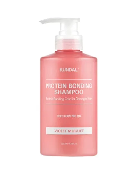 Kundal Protein Bonding Shampoo Violet Muguet Протеїновий шампунь для пошкодженого, сухого та ослабленого волосся з рослинними протеїнами та комплексом гіалуронової кислоти, 500 мл