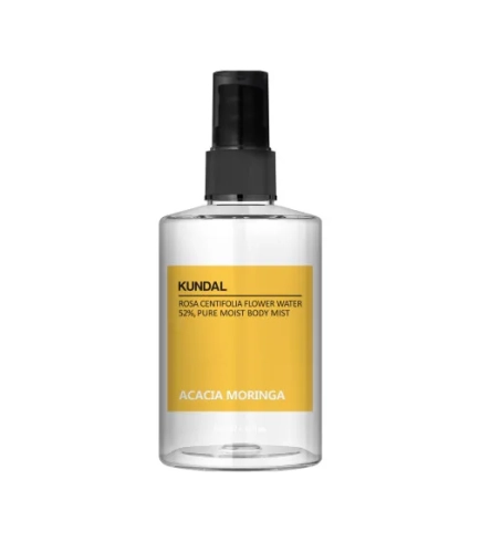 Kundal Pure Moist Body Mist Acacia Moringa Зволожувальний парфумований спрей для тіла з трояндовою водою та гіалуроновою кислотою, 128 мл
